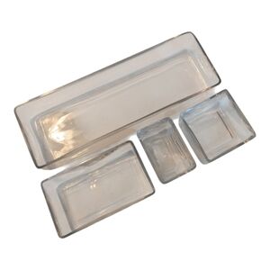 4 Piece Blown Glass Rectangular Square Inserts Stackable & Food Safe